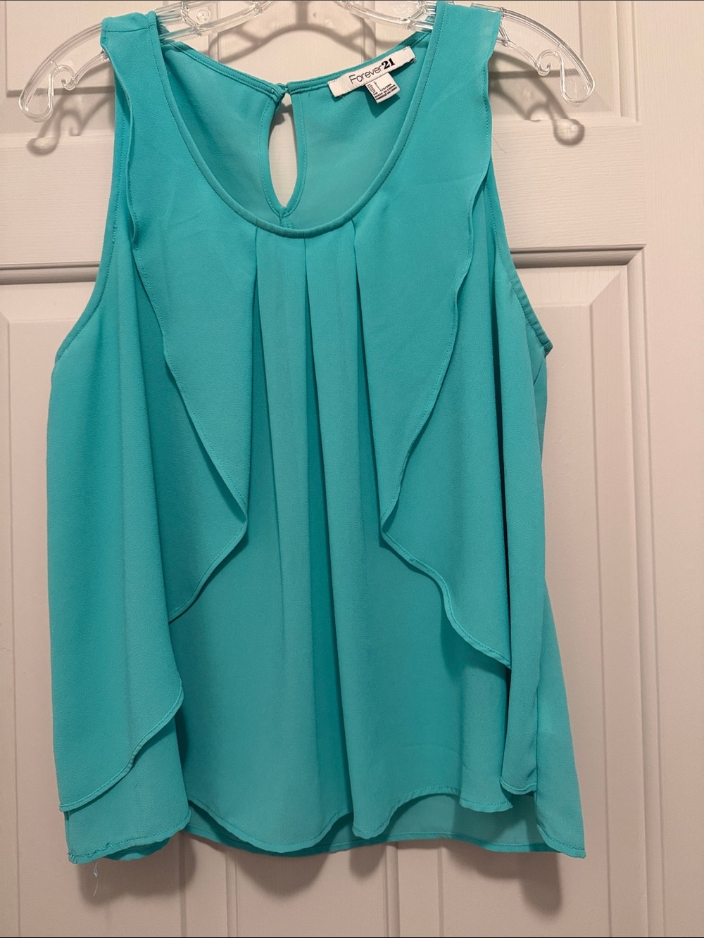 Forever 21 Teal Ruffle Front Sleeveless Camisole